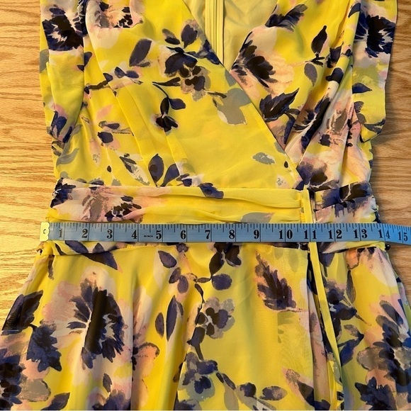 Eliza J Floral Print High Low Chiffon Yellow Floral Dress 6 - Picture 10 of 16